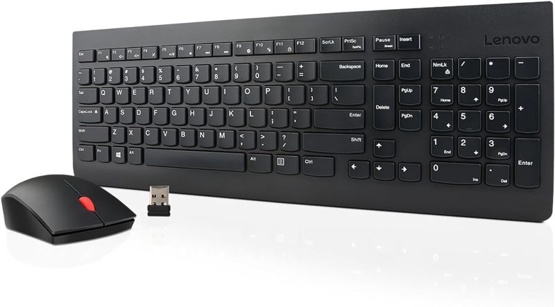 Photo 1 of Lenovo 510 Wireless Keyboard & Mouse Combo, 2.4 GHz Nano USB Receiver, Full Size, Island Key Design, Left or Right Hand, 1200 DPI Optical Mouse, GX30N81775, Black
