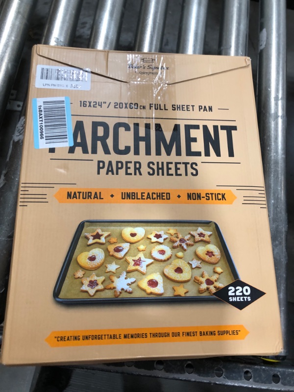 Photo 2 of [220 Sheets] Full Sheet Pan 16 x 24 Inch Parchment Paper Baking Sheets by Baker’s Signature | Precut Silicone Coated & Unbleached – Will Not Curl or Burn – Non-Toxic & Comes in Convenient Packaging
