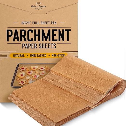 Photo 1 of [220 Sheets] Full Sheet Pan 16 x 24 Inch Parchment Paper Baking Sheets by Baker’s Signature | Precut Silicone Coated & Unbleached – Will Not Curl or Burn – Non-Toxic & Comes in Convenient Packaging