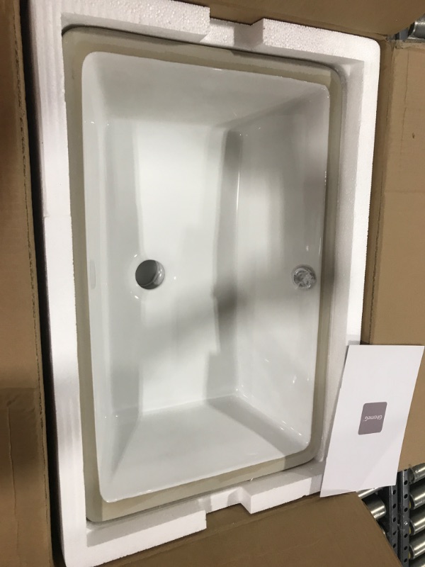 Photo 2 of Undermount Bathroom Sink Rectangular 21 - GhomeG 21"x13" Undermount Vessel Sink with Overflow White Rectangle Porcelain Ceramic Lavatory Vanity Sink Under Counter Bathroom Sink 21"x13" White-Rectangular-Undermount