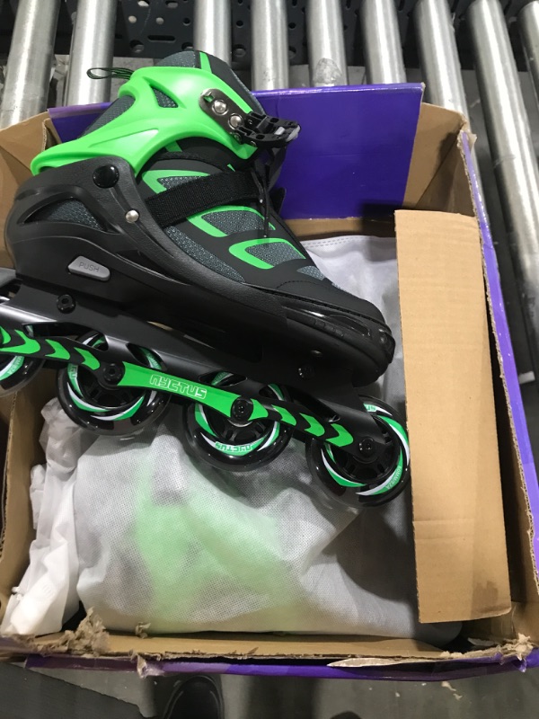 Photo 2 of Adjustable Inline Skates for Kids, Inline Skates for Girls and Boys with Full Light Up Wheels, Blackgreen Beginner Inline Skates for Outdoor Indoor