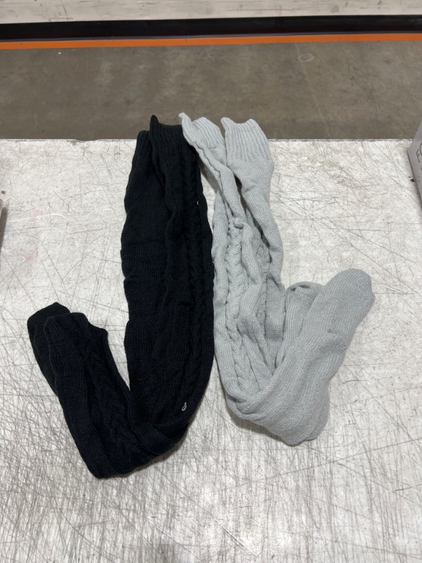 Photo 2 of 2 pairs of long socks. gray and black 