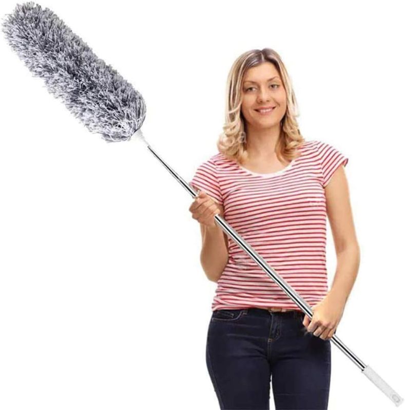 Photo 1 of  Microfiber Feather Duster Extendable Duster with 100 inches Extra Long Pole, Bendable Head & Long Handle Dusters for Cleaning Ceiling Fan, High Ceiling, Blinds, Furniture & Cars