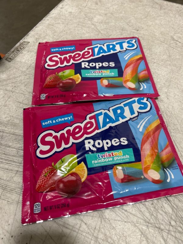 Photo 3 of 2 PACK - SweeTARTS Soft & Chewy Ropes Candy, Twisted Rainbow Punch, 9 Ounce Twisted Rainbow Punch 9oz