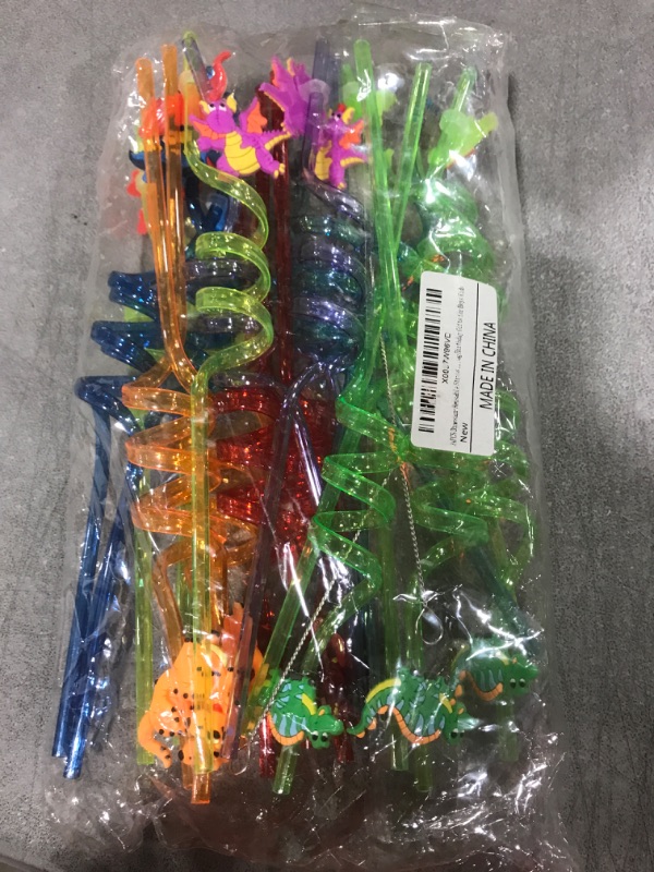 Photo 2 of 24 Pieces Reusable Dinosaur Straws Plastic Dinosaur Straws for Kids Safari Jungle Dinosaur Theme Straws for Dinosaur Party Decoration Supplies Birthday Party Favors, 8 Styles 