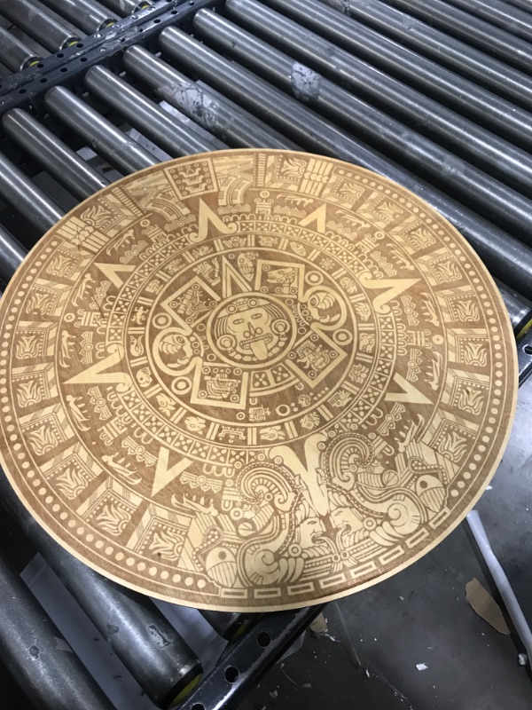 View 2 of Urbalabs Wood Aztec Calendar Wall Decor 24" Inch Wall Hanging Mexico Aztec Calendar Mayan Calendar Cinco De Mayo Mexican Sun Azteca Calendario Laser Engraved Made In USA (24 Inch)