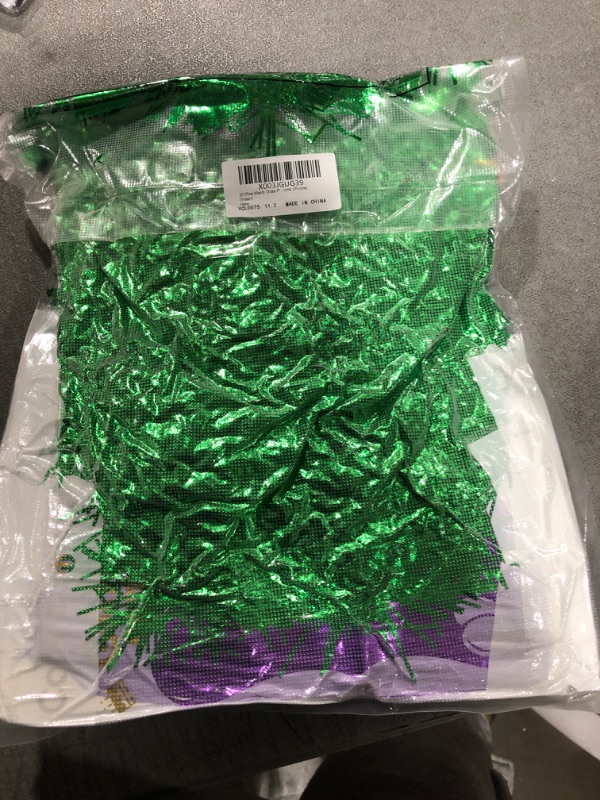 Photo 2 of 20 Pcs Mardi Gras Parade Float Decorations Including 8 Pcs 10 ft Metallic Foil Fringe Curtains 12 Pcs 6.5 ft Tinsel Garland for Carnival St. Patrick's Day Party Car Decorations (Purple, Green) Bright Style