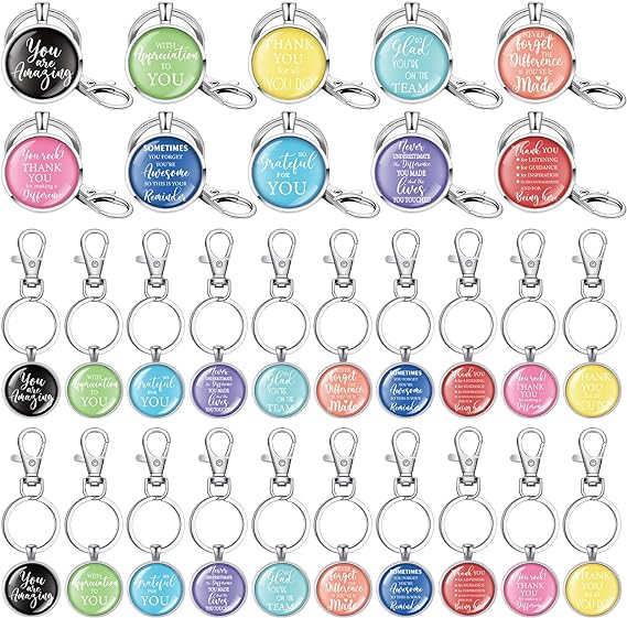 Photo 1 of 30 Pcs Thank You Keychains bulk Employee Appreciation Gifts Thanksgiving Coworker Gifts Inspirational Motivational Quotes Keychains for Women Men Volunteer Nurse Christmas Birthday Work Office
