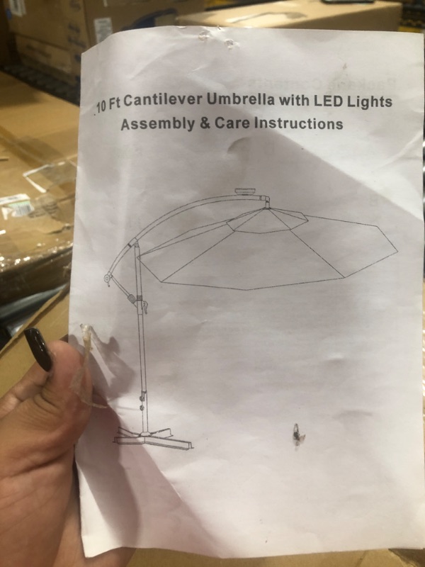 Photo 1 of 10 Ft Cantilever Umbrella with LED Lights Assembly & Care Instructions