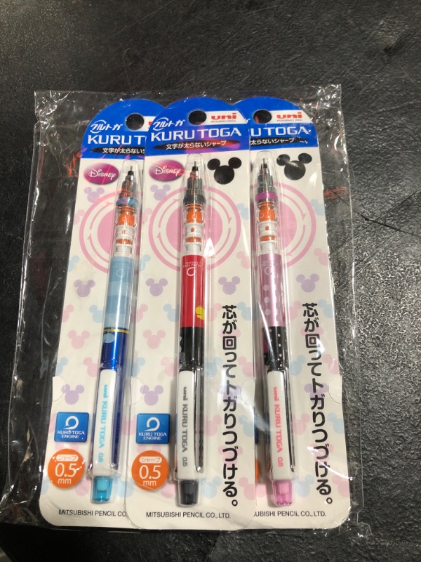 Photo 1 of Kuru Toga Auto Lead Rotation Mechanical Pencil 0.5 mm, Disney(Mickey/Minnie/Donald/Daisy), 4-pack, Sticky Notes Value Set