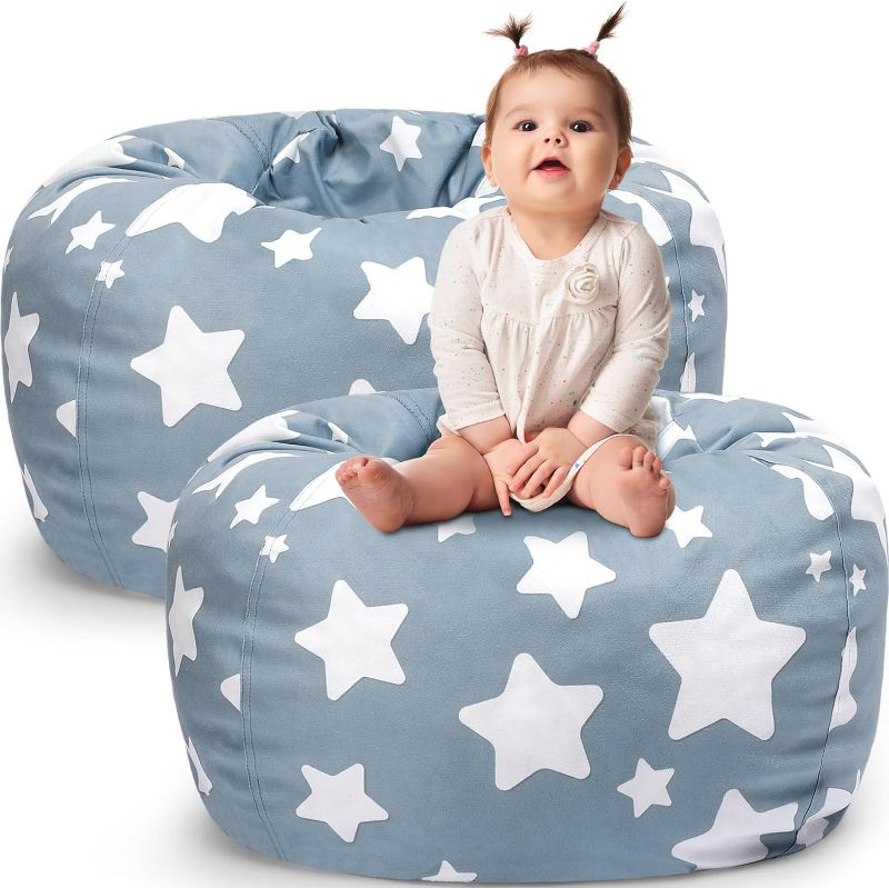 Photo 1 of 2 Pack Stuffed Animal Storage Bean Bag Chair Cover for Kids (No Filler), Bean Bag Chair Cover, Bean Bag Seat Cover for Kids Toddler for Organizing Children Soft Plush Toys Star Pattern