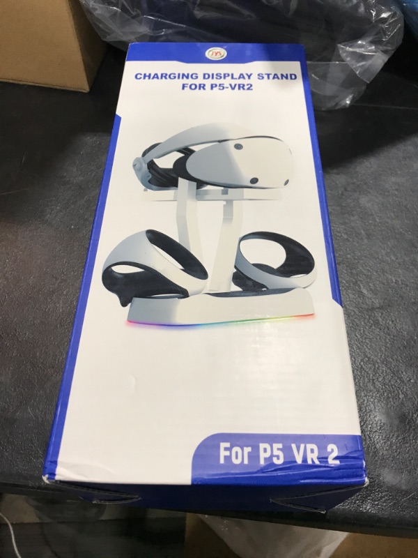 Photo 2 of Charger Dock Station for PS5 VR2, Fast Charger Dock with LED Light, Controller Charging Station for PSVR2, Dual Charging Dock with RGB Light, Headset Display Stand, Magnetic Connector, Type-C Cable