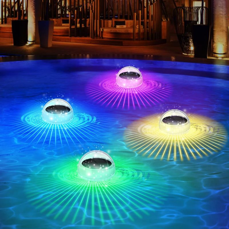 Photo 1 of Solar Floating Pool Lights - Pool Lights That Float Floating Pool Lights with RGB Color Changing Outdoor LED Pool Lights for Swimming Pool at Night, Hot Bath Tub,Pond,Garden
