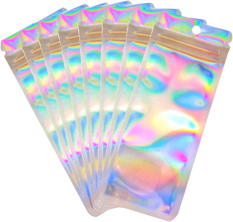 Photo 1 of 150pcs 3.1x10.6 inch Holographic Packaging Pen Bags, Resealable Ziplock Pen Pag Pouch for Exquisite Gift Packaging of Small Business, Cosmetics, Jewelry, Stationery, Candy