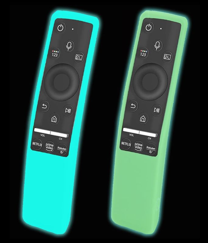 Photo 1 of 2 Pack Cover Compatible with Samsung Smart TV BN59 Series Remote Control Glow in The Dark, Shockproof Anti-Slip Silicone Remote Skin Sleeve Case Cover for Samsung TV Remote - Glow Blue Green