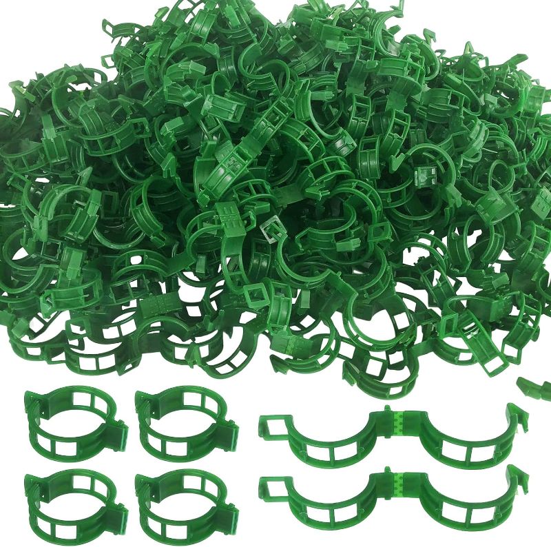 Photo 1 of  300 Pcs Plant Support Clips,Plastic Tomato Clips,Plant Support Clips,Garden Vine Clips for Climbing Plants,Tomato,Grape,Plants Stalks (Green)