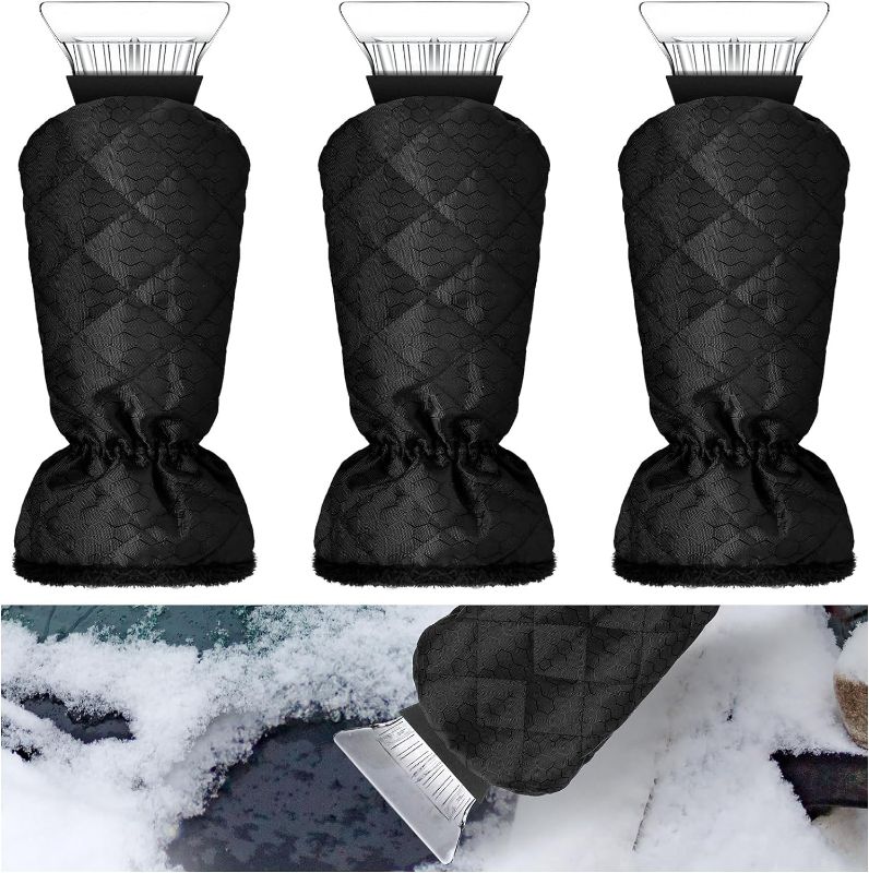 Photo 1 of 3 Pack Ice Scraper with Gloves for Car Windshield Snow Scraper Gloves Comfortable Grip Remover Waterproof Warm Car Ice Scraper Snow Brush for Auto Truck