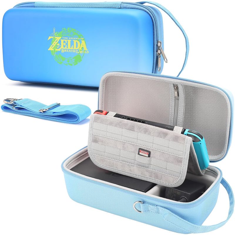 Photo 1 of Zelda Carrying Case Compatible with Nintendo Switch/Switch OLED - Deluxe Hard Travel Storage Case with Build in Stand,fits Switch Console,Pro Controller & more Accessories - Breath of the Wild Edition