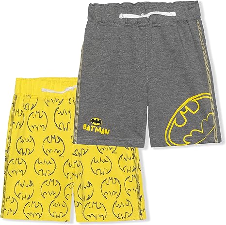 Photo 1 of BATMAN DC Comics Boys 2 Pack Shorts with Drawstring for Toddlers and Little Kids – Yellow/Grey - 3T
