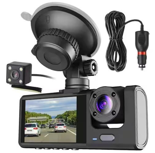 Photo 1 of 3-Channel Car DVR Dash Cam Video Recorder with 1080P Front Inside Rear Camera