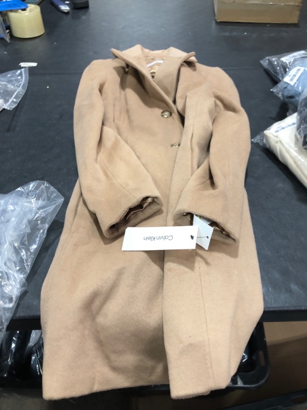 Photo 1 of Calvin Klein womens Classic Cashmere Wool Blend Coat 4 Camel