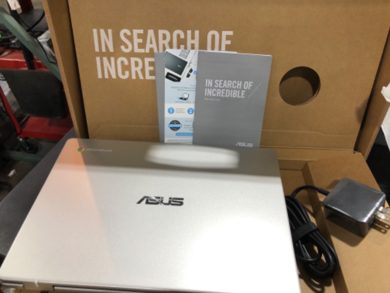 Photo 3 of ASUS C424MA-AS48F Chromebook C424, 14.0" 180 Degree FHD NanoEdge Display, Intel Dual Core Celeron Processor, 4GB LPDDR4 RAM, 128GB Storage, Silver Color, C424MA-AS48F Celeron | 4GB | 128GB