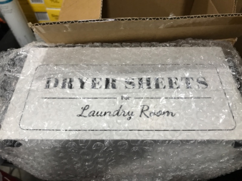 Photo 1 of MESHIDA Dryer Sheet Container, Wooden Dryer Sheet Holder, Laundry Room Organization and Storage, Fabric Softener Dryer Sheet Dispenser, Space Saving Dryer Sheet Box with Acrylic Lid