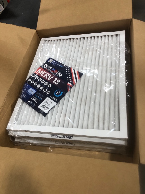 Photo 2 of BNX TruFilter 20x24x1 Air Filter MERV 13 (6-Pack) - MADE IN USA - Electrostatic Pleated Air Conditioner HVAC AC Furnace Filters for Allergies, Pollen, Mold, Bacteria, Smoke, Allergen, MPR 1900 FPR 10 20x24x1 6-Pack