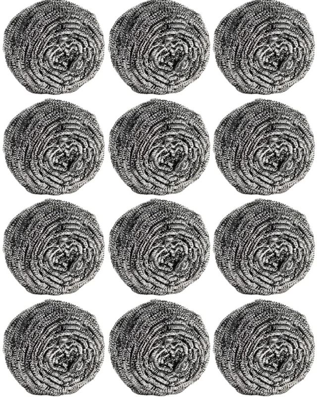 Photo 1 of 12Pcs Steel Wool Scrubber Pads for Cleaning Dishes, Pans, Pots, Ovens, Grills, Sinks - Stainless Steel Scrubbers for Kitchen, 12 Pack