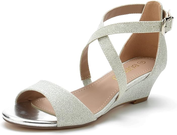 Photo 1 of BUEUPU Women's Ankle Sexy Strap Low Wedge Sandals - size 9.5
