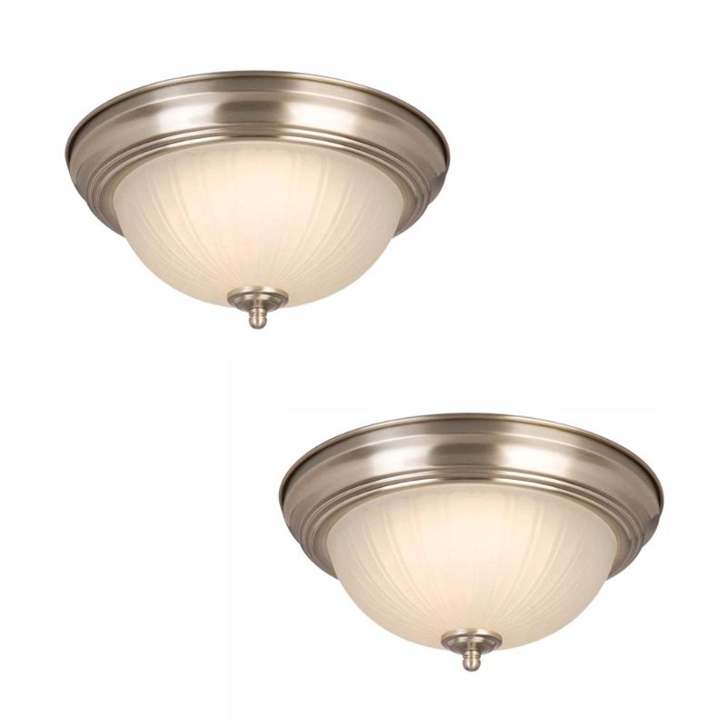 Photo 1 of 11 in. Oil Rubbed Bronze LED Flush Mount (2-Pack)
