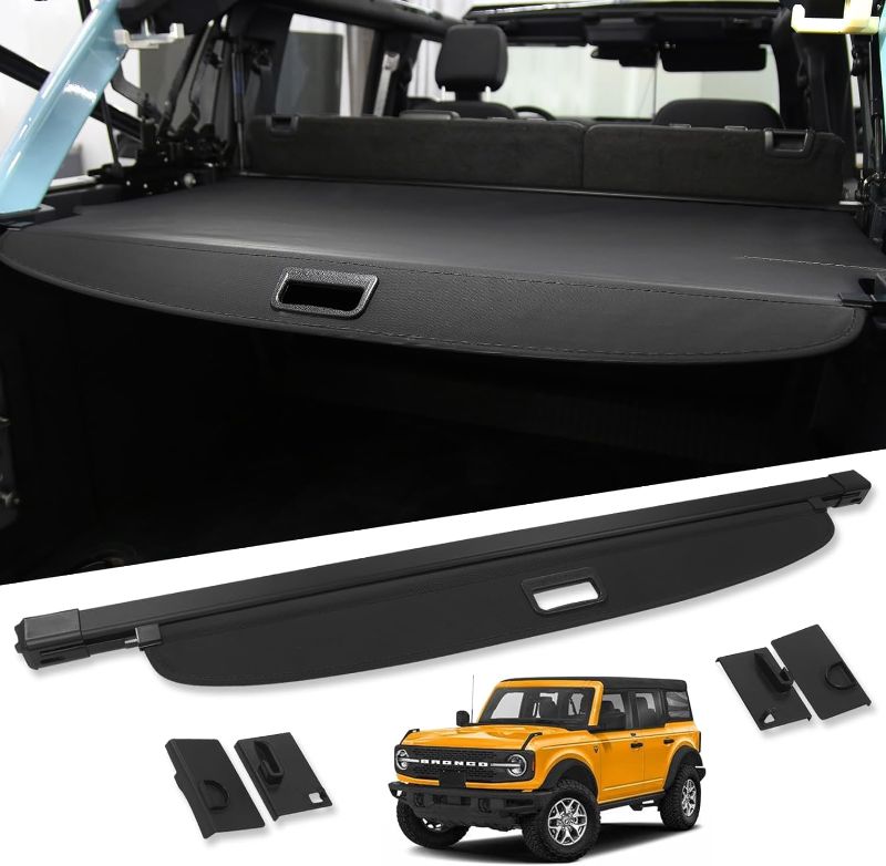 Photo 1 of D-Lumina Trunk Cargo Cover for 2021 2022 2023 Fo-rd Bronco 4-Door, Retractable Rear Trunk Cargo Security Shield Shade, 6th Gen Bronco 4-Door Interior Accessories
