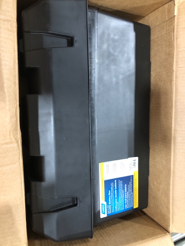 Photo 2 of Camco Heavy Duty Double Battery Box with Straps and Hardware - Group GC2 | Safely Stores RV, Automotive, and Marine Batteries | Measures Inside 21-1/2" x 7-3/8" x 11-3/16" | (55375) Frustration Free Packaging Double Battery Box