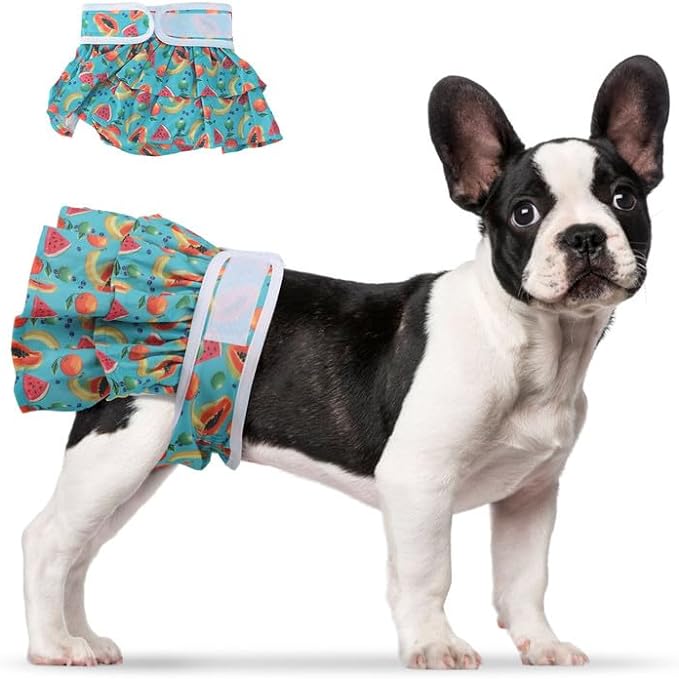 Photo 1 of 1 Pack Washable Reusable Female Dog Diapers Dress,Fruit Series Highly Absorbent Dog Diapers for Dogs in Heat, Incontinence, or Excitable Urination Size XS