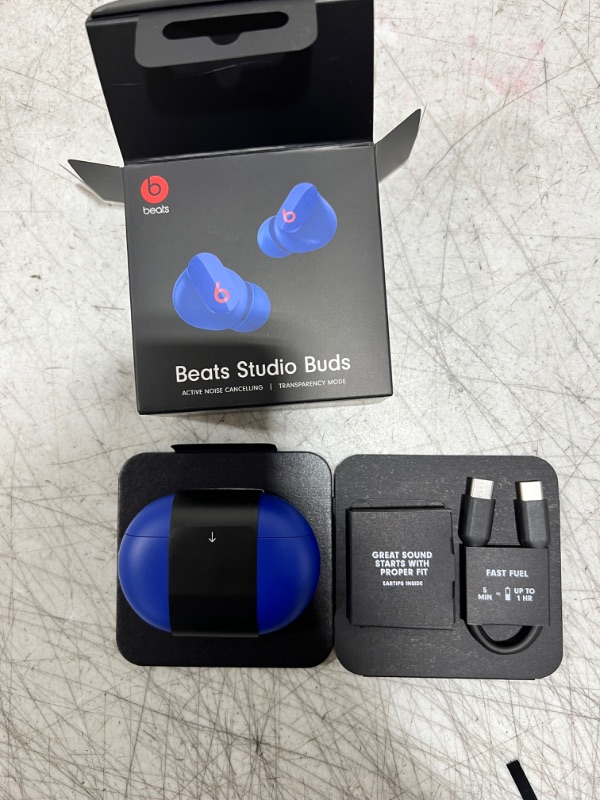 Photo 7 of Beats Studio Buds - True Wireless Noise Cancelling Earbuds - Compatible with Apple & Android, Built-in Microphone, IPX4 Rating, Sweat Resistant Earphones, Class 1 Bluetooth Headphones - Ocean Blue