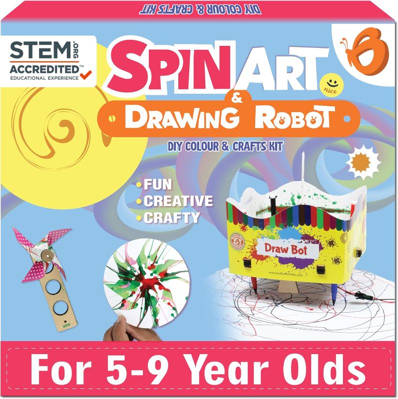 Photo 1 of ButterflyEdufields 2in1 Spin Art Machine & Drawing Robot, DIY Spin & Paint Art Craft Kit,STEM Construction Activity Toys for Kids 6+ Years Boys Girls, Best Gift for Kids
