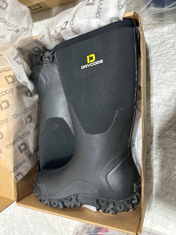 Photo 2 of D DRYCODE Work Boots for Men with Steel Shank, Waterproof Rubber Boots, Warm 6mm Neoprene Anti Slip Durable Rain Boots, Black, Size 7
