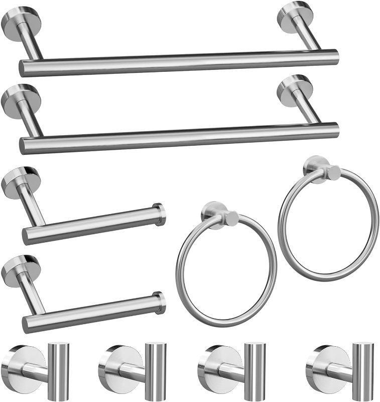 Photo 1 of 10-Pieces Brushed Nickel Bathroom Accessories Set, Stainless Steel Bathroom Hardware Set, Bath Towel Bar Set, Towel Racks for Bathroom Wall Mounted.
