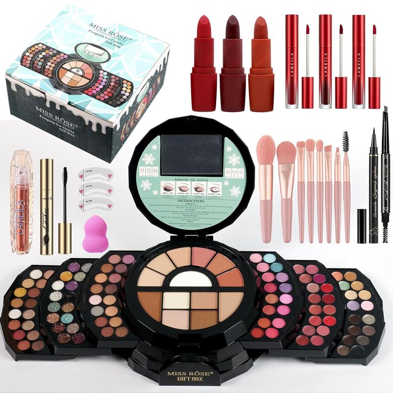 Photo 1 of 109 Color All- In- One Makeup For Women Full Kit,Professional Makeup Kit,Makeup Gift Set for Women &Girls,Include eyeshadow/lipstick/concealer/Lip Gloss/Eyeliner/Mascara/Makeup Brushes(Set 2)
