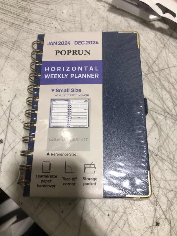 Photo 1 of HORIZONTAL WEEKLY PLANNER 2024 BLUE WITH GOLD DETAIL