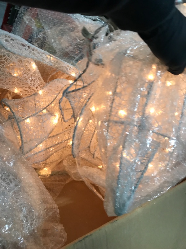 Photo 1 of 3-Piece Reindeer Family - Lighted Deer Set - 210 Lights 52" Buck 44" Doe 28" Fawn - Large Deer Family for Indoor or Outdoor Christmas Decorations Yard Art (White) Metal