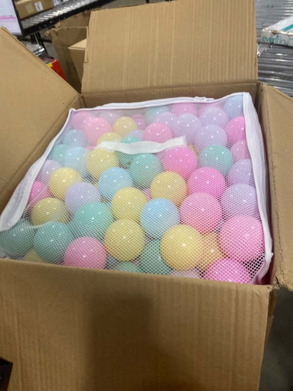 Photo 3 of Amazon Basics BPA Free Crush-Proof Plastic Ball Pit Balls with Storage Bag, Toddlers Kids 12+ Months, 6 Pastel Colors - Pack of 400 6 Pastel Colors 400 Balls