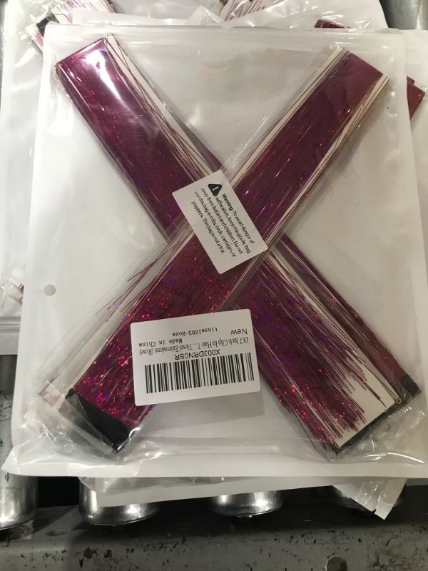 Photo 1 of 19.7 Inch Clip In Hair Tinsel Fairy Hair Tinsel Kit Clips Clip On Glitter Hair Tinsel Extensions (Rose)