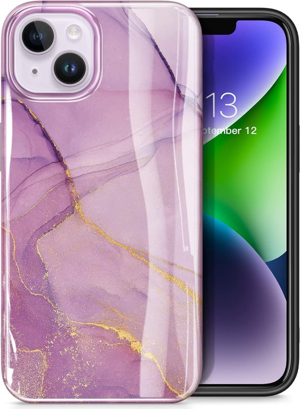 Photo 1 of GVIEWIN for iPhone 14 Plus Case 6.7 Inch(2022), [10FT Military Grade Drop Tested] Marble Slim Fit Thin Durable TPU Shockproof Protective Phone Cover Case, Gifts for Women Men(Romantic Purple)
