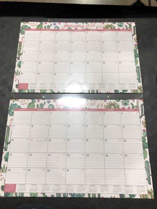 Photo 2 of 2 Pack 2024 Desk Calendar - 2024 Calendar from January 2024 - December 2024,12 Months Monthly Desk Calendar, 12" x 17", Desk Pad, Large Ruled Blocks, To-do List & Notes, Best Desk Calendar for Organizing