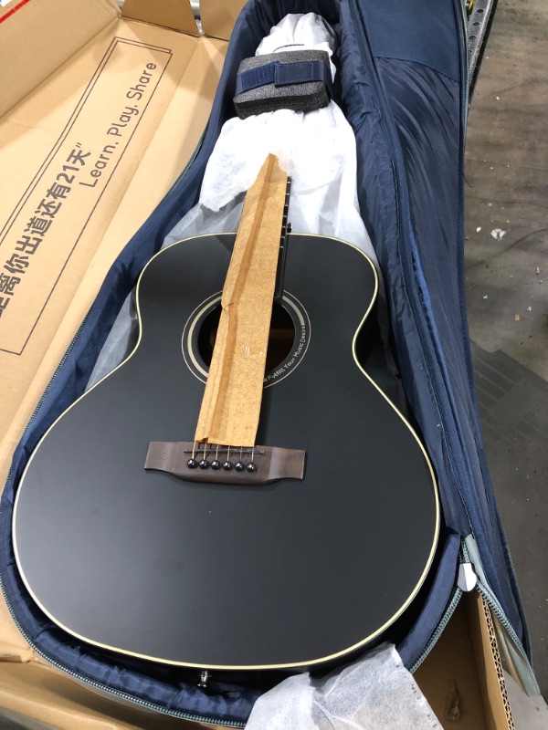 Photo 2 of Acoustic Electric Guitar 36'' Smart Guitar with Light-Assisted Learning, Visual Interactive Exercise Mode, Free Online Lessons, 96 LEDs Fingerboard, Guitar Bag, Leather Strap T1-Black