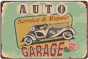 Photo 1 of Vintage Metal Garage Signs Man Cave Art Decorations Metal Sign Wall Decor Tin Signs 8 * 12inches (Color1)
