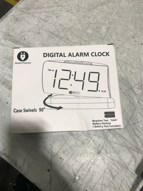 Photo 2 of Digital Clock, Alarm Clock for Bedrooms - Large Big Numbers with Swivel Base for Seniors, Battery Backup 12H Format,Outlet Powered (White)
