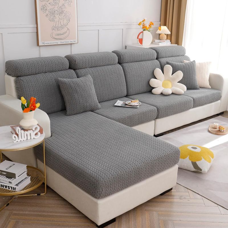 Photo 1 of Sofa Covers, Universal Magic Sofa Covers Stretch Couch Cover, L Shaped Couch Covers for Sectional Sofa,Sofa Slipcover for 3 Cushion Couch Slipcovers (Dark Grey, 3-Seat)