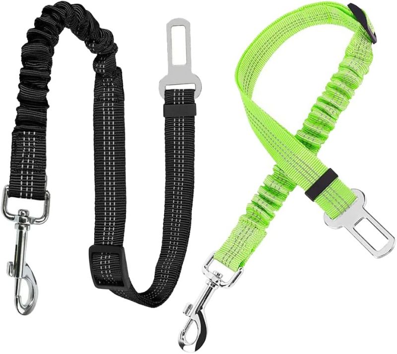 Photo 1 of 2 Pack Adjustable Pet Dog Car Seat Belt,Lawdiey Pet Safety Belt,with Damping Belt and Reflective line, Adjustable Length,Universal fit for Most Car(Black,Green)